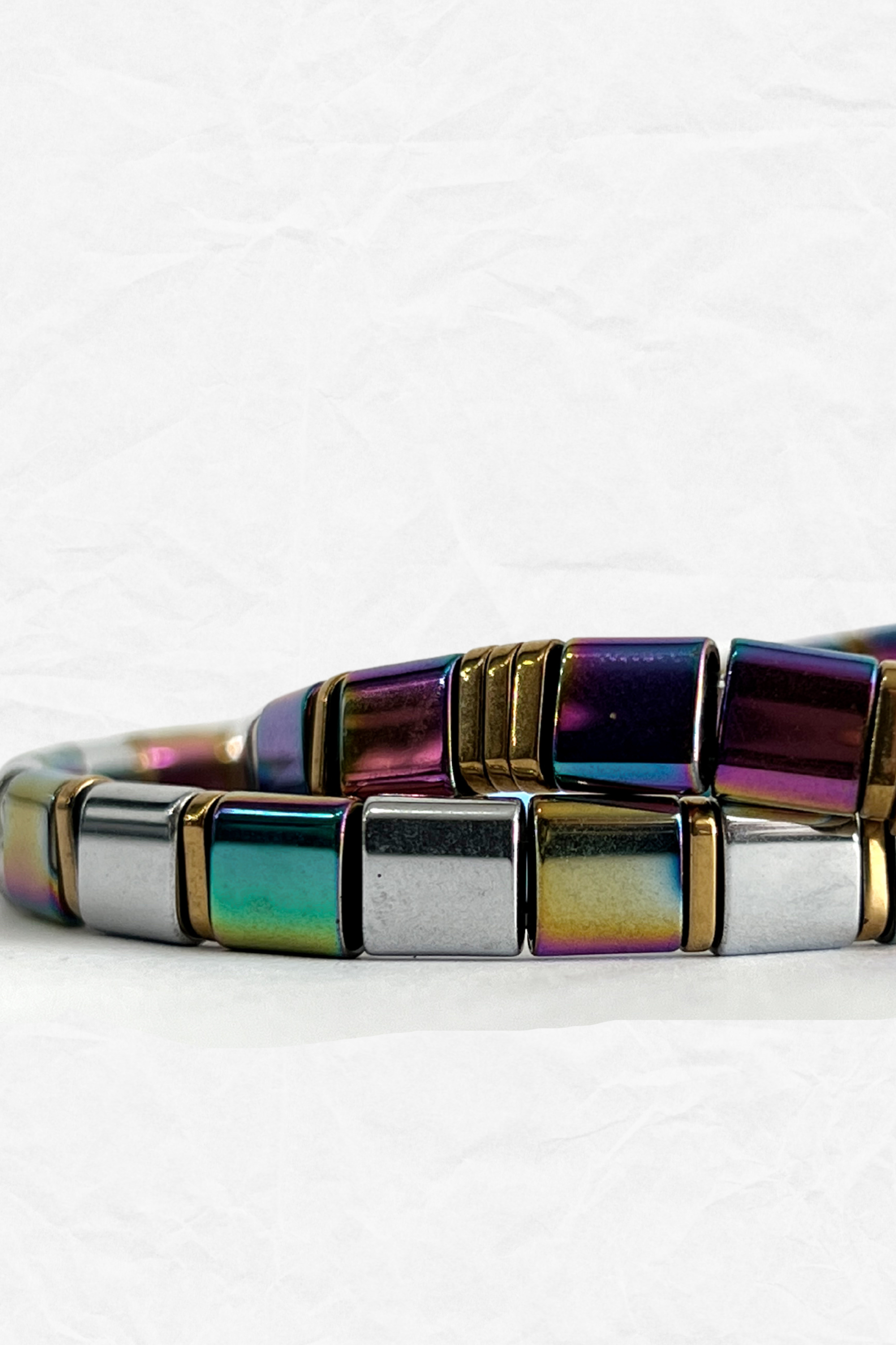 Iridiscent combo bracelets