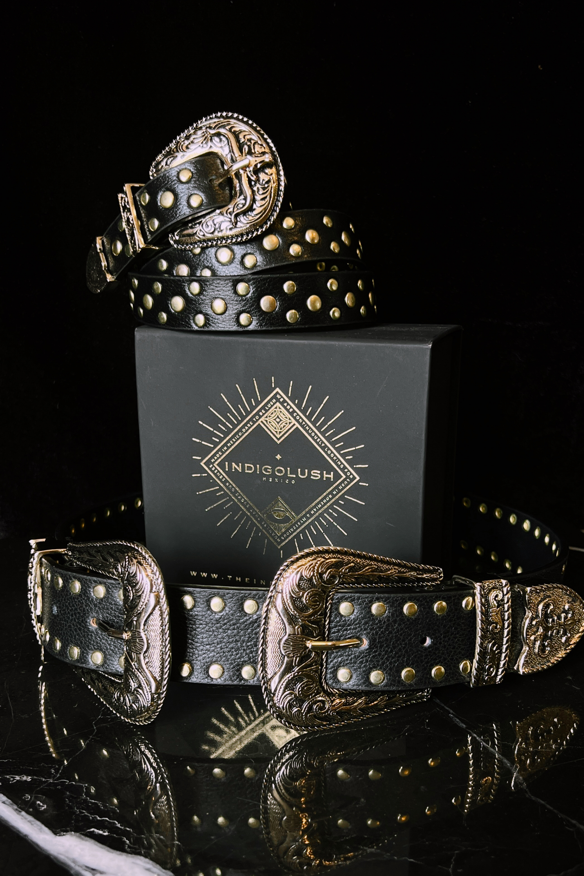 MINI STUDDED BELT SILVER + GOLD