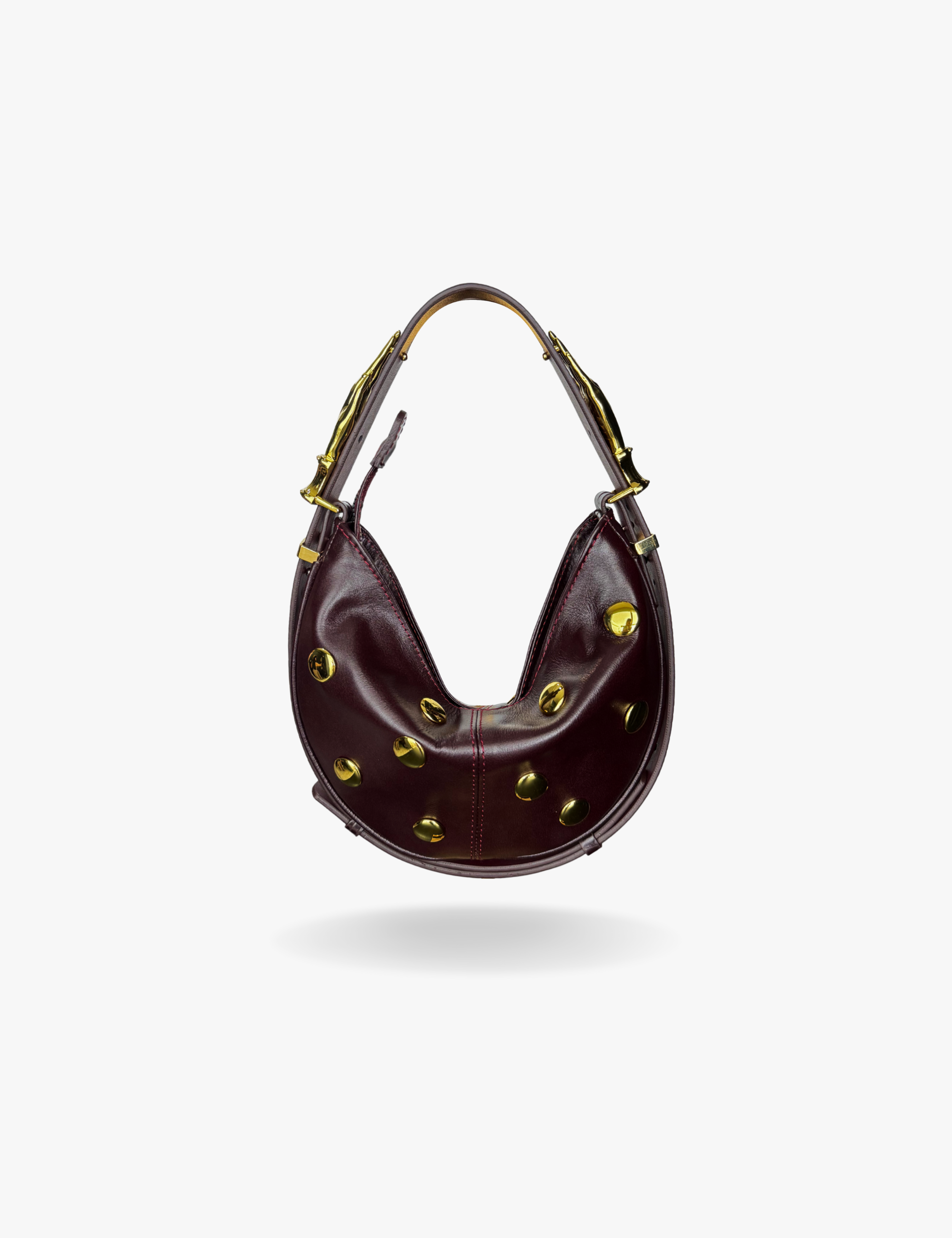 The Mini Hobo Studded Gilded Lure Bag Black Cherry Smooth