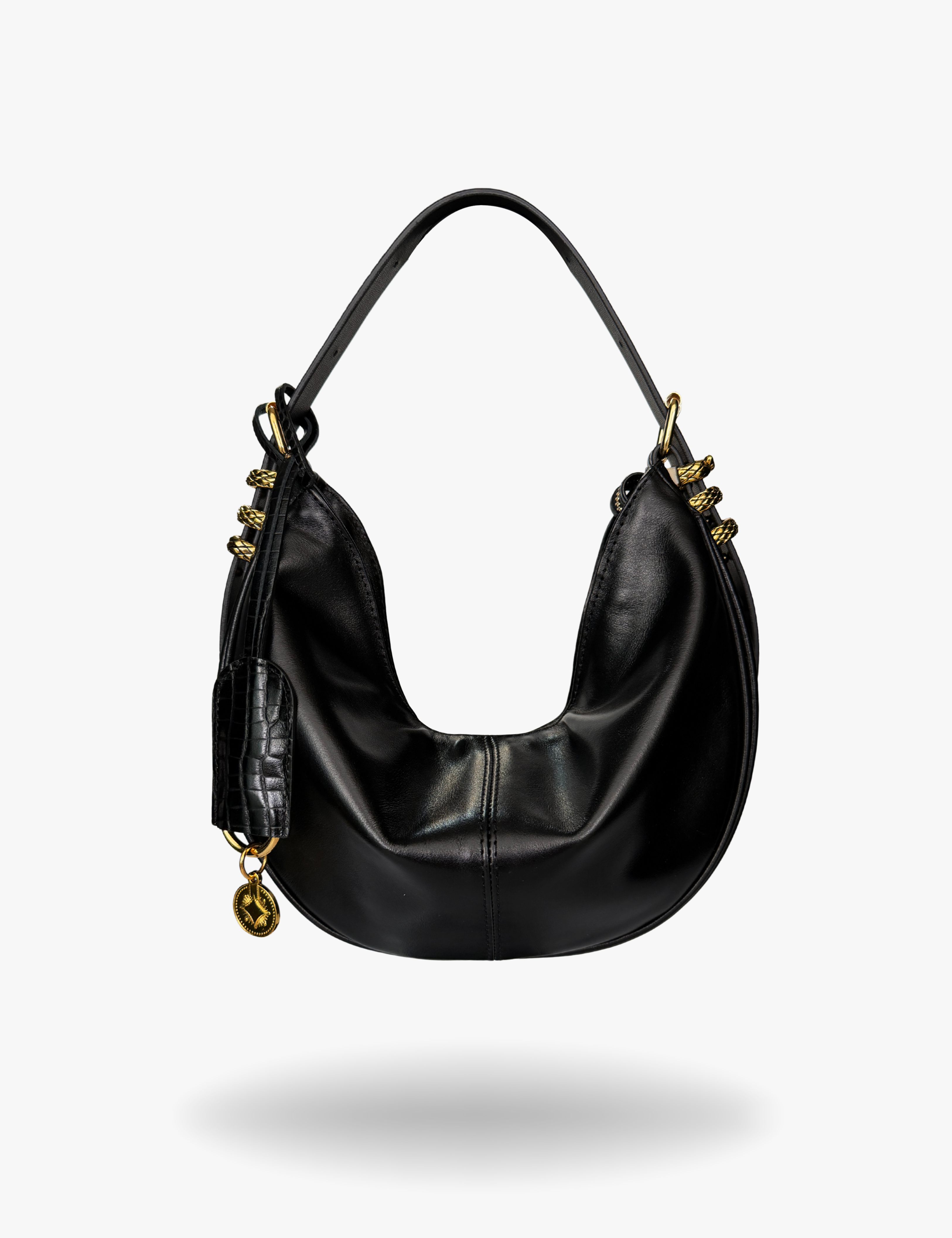 The Midi Hobo Oracle Hiss Bag Black Smooth