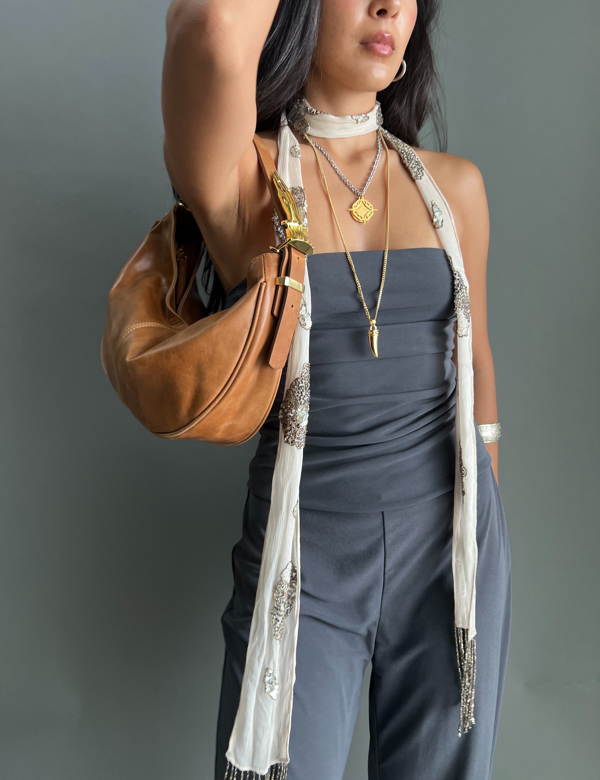 The Midi Hobo Gilded Lure Bag Camel