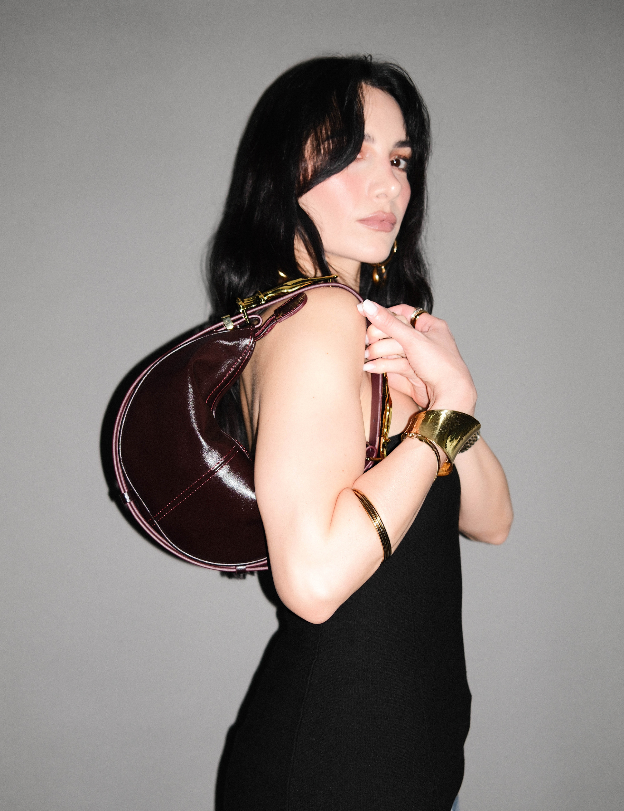The Mini Hobo Gilded Lure Bag Black Cherry Smooth