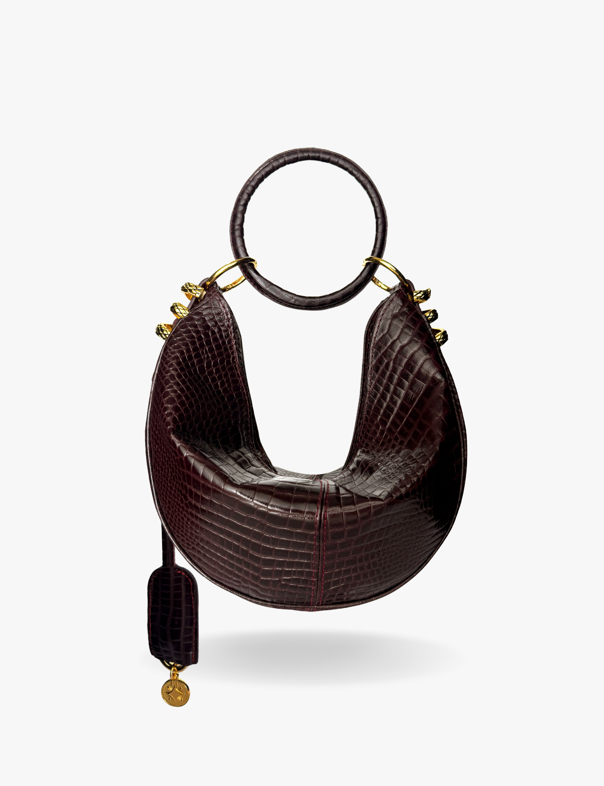 The Midi Hobo Oracle Hiss Ivy Bag Black Cherry Lizard