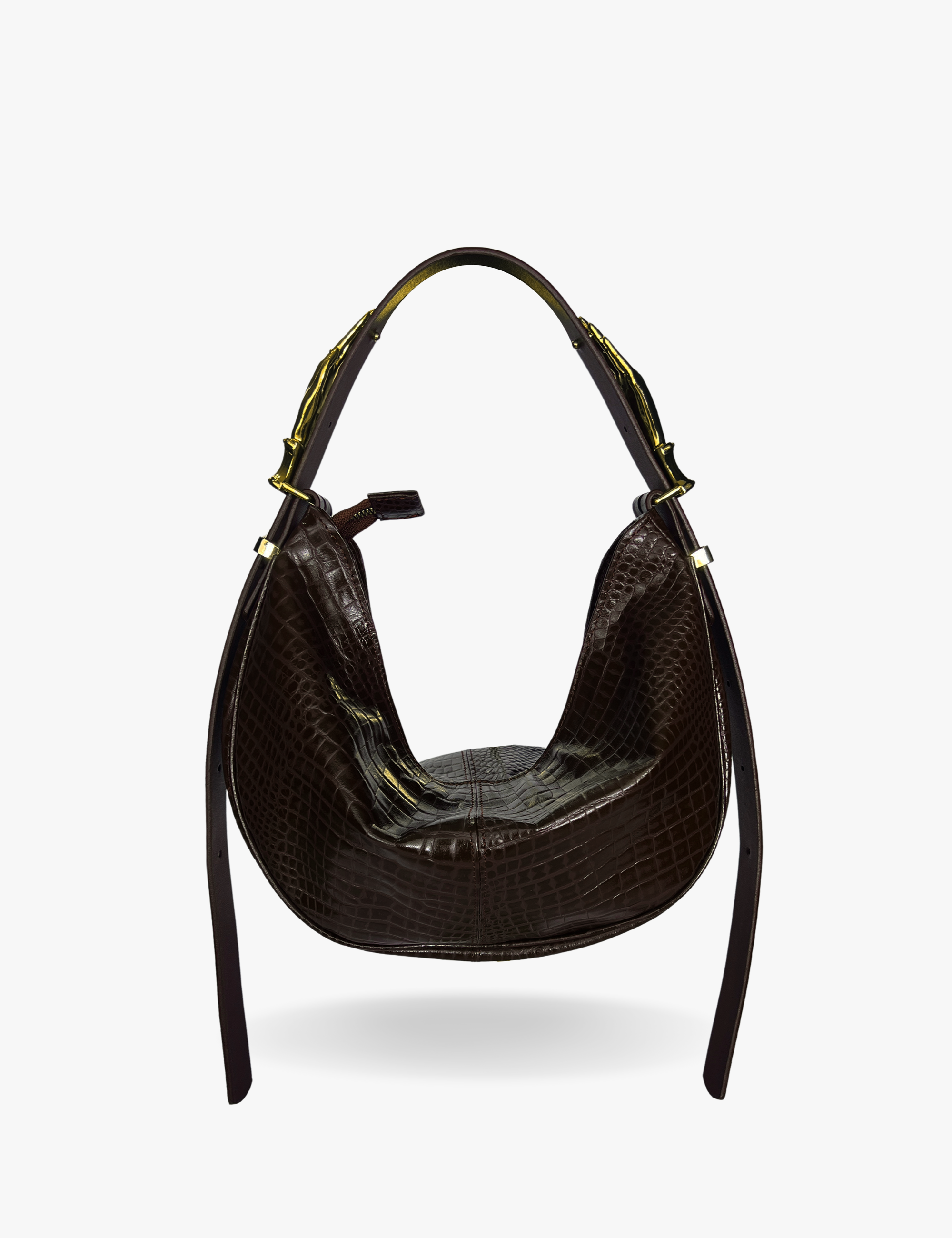 The Midi Hobo Gilded Lure Bag Ebony Lizard