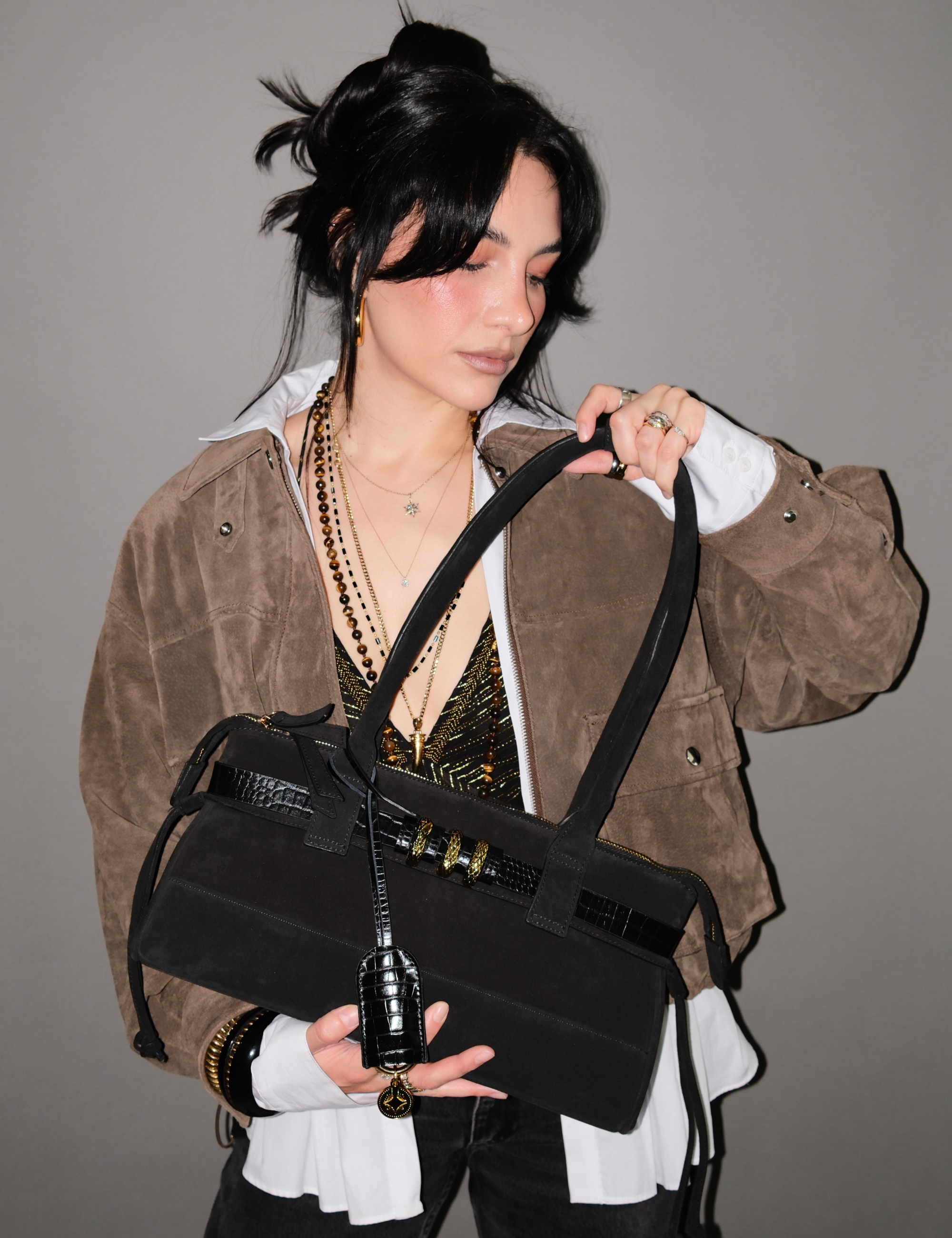 The East West Bag Oracle Hiss Black Suede