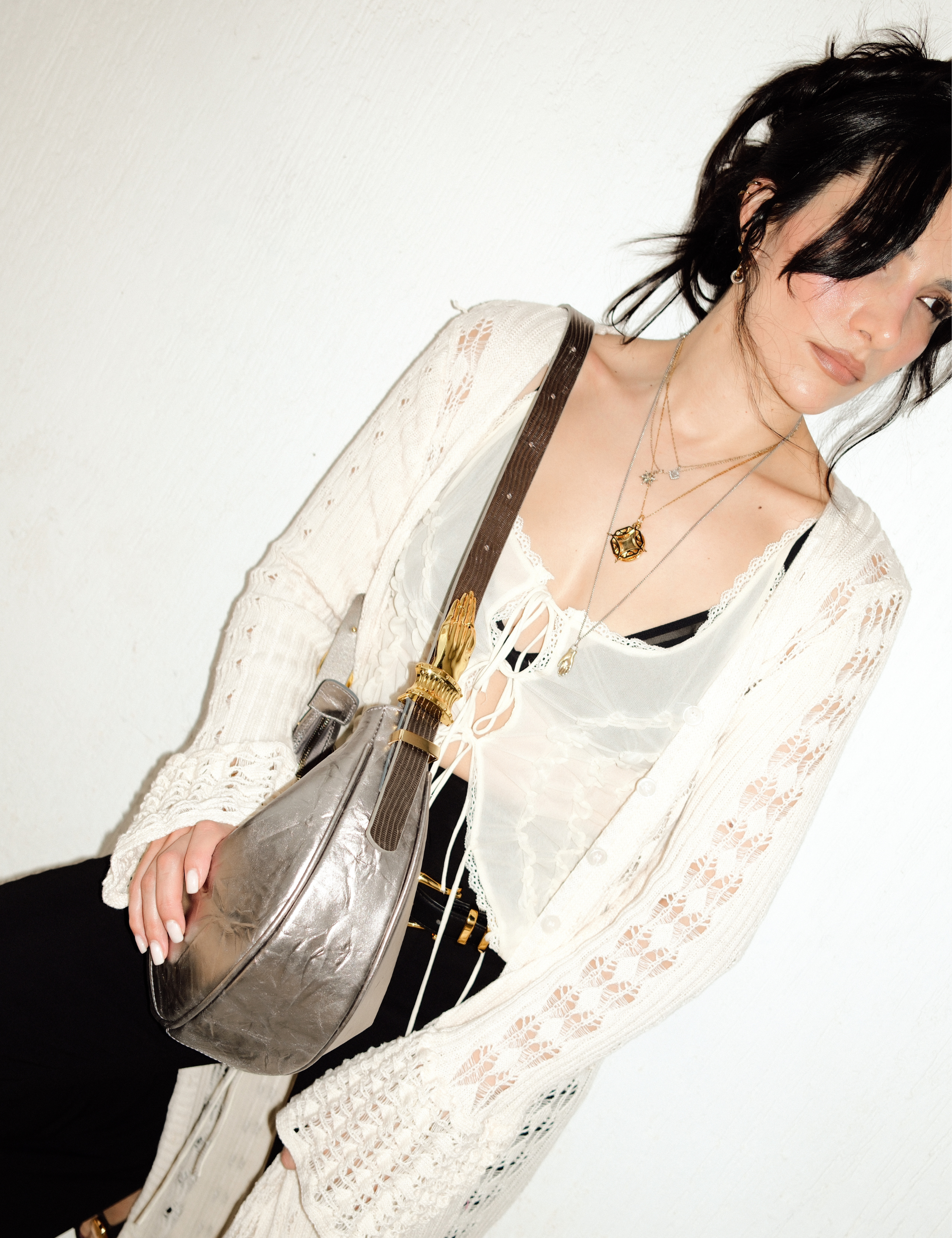 The Midi Hobo Bag Gilded Lure Silver