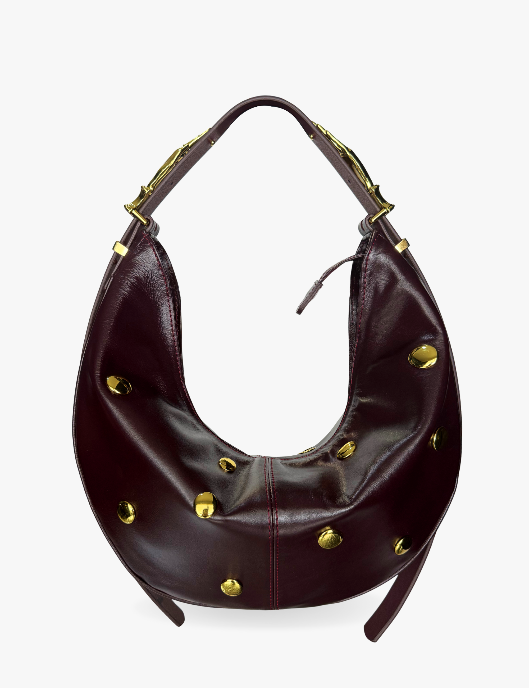 The Maxi Hobo Studded Gilded Lure Bag Black Cherry