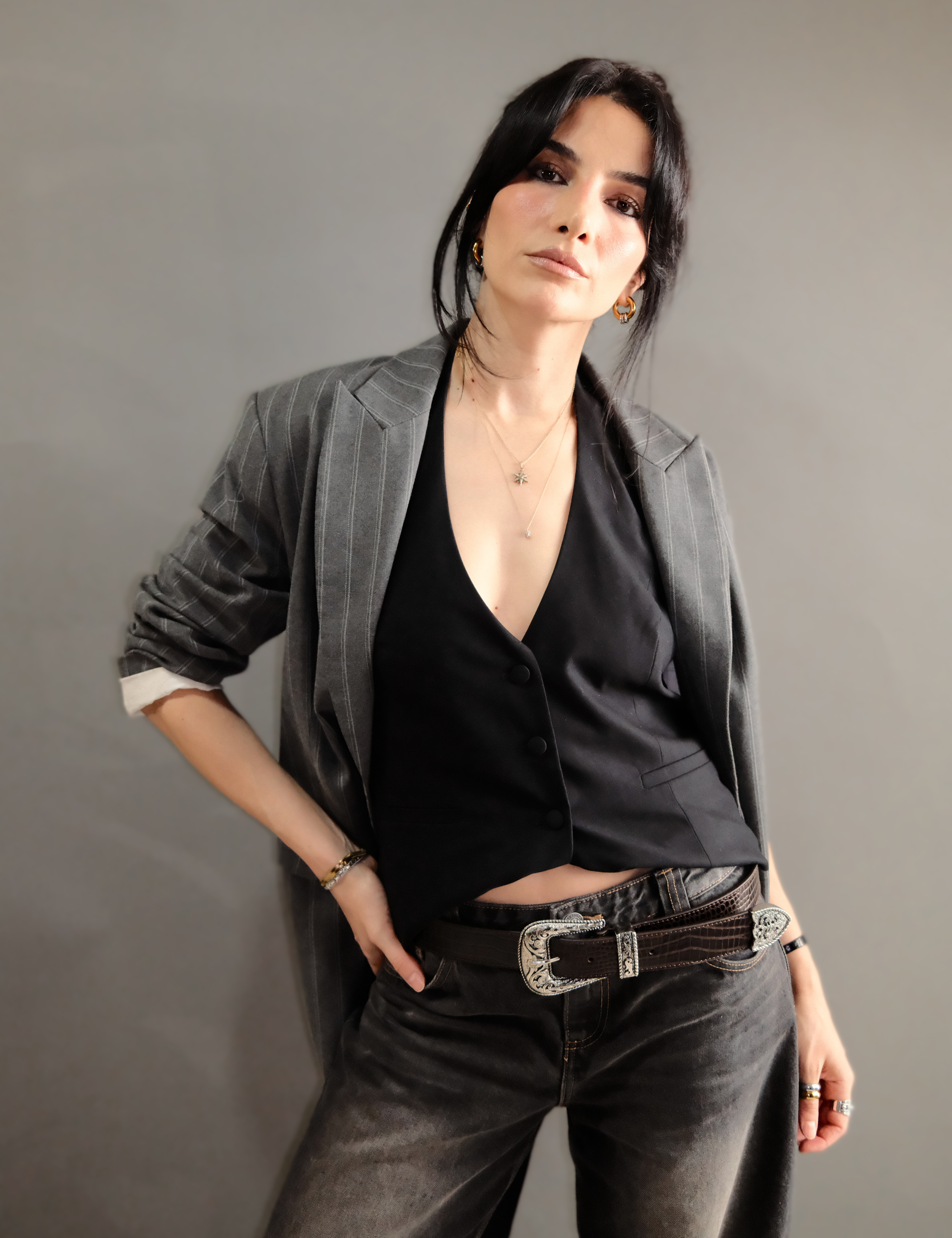 Western Belt Ebony Silver