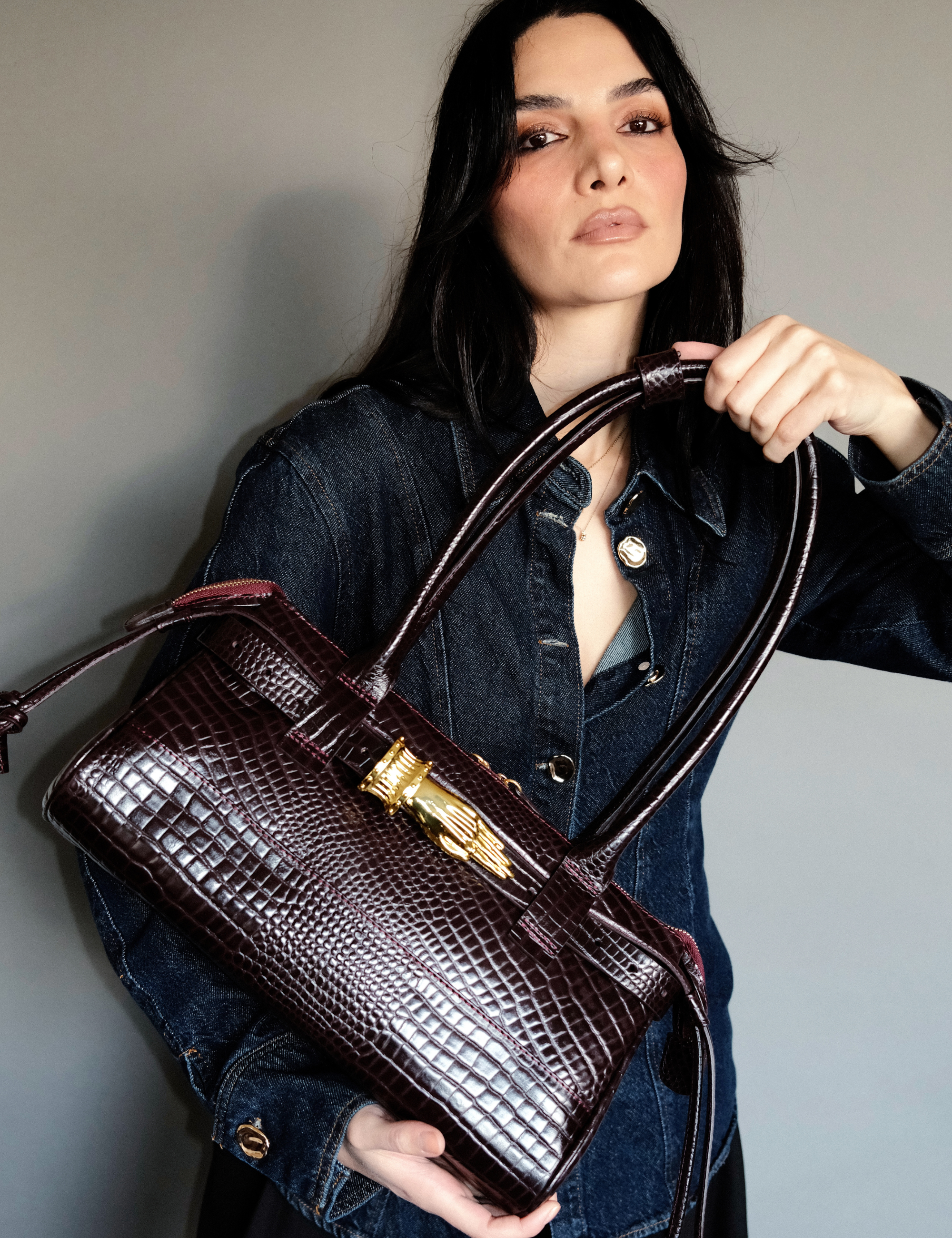 The East West Gilded Lure Bag Black Cherry