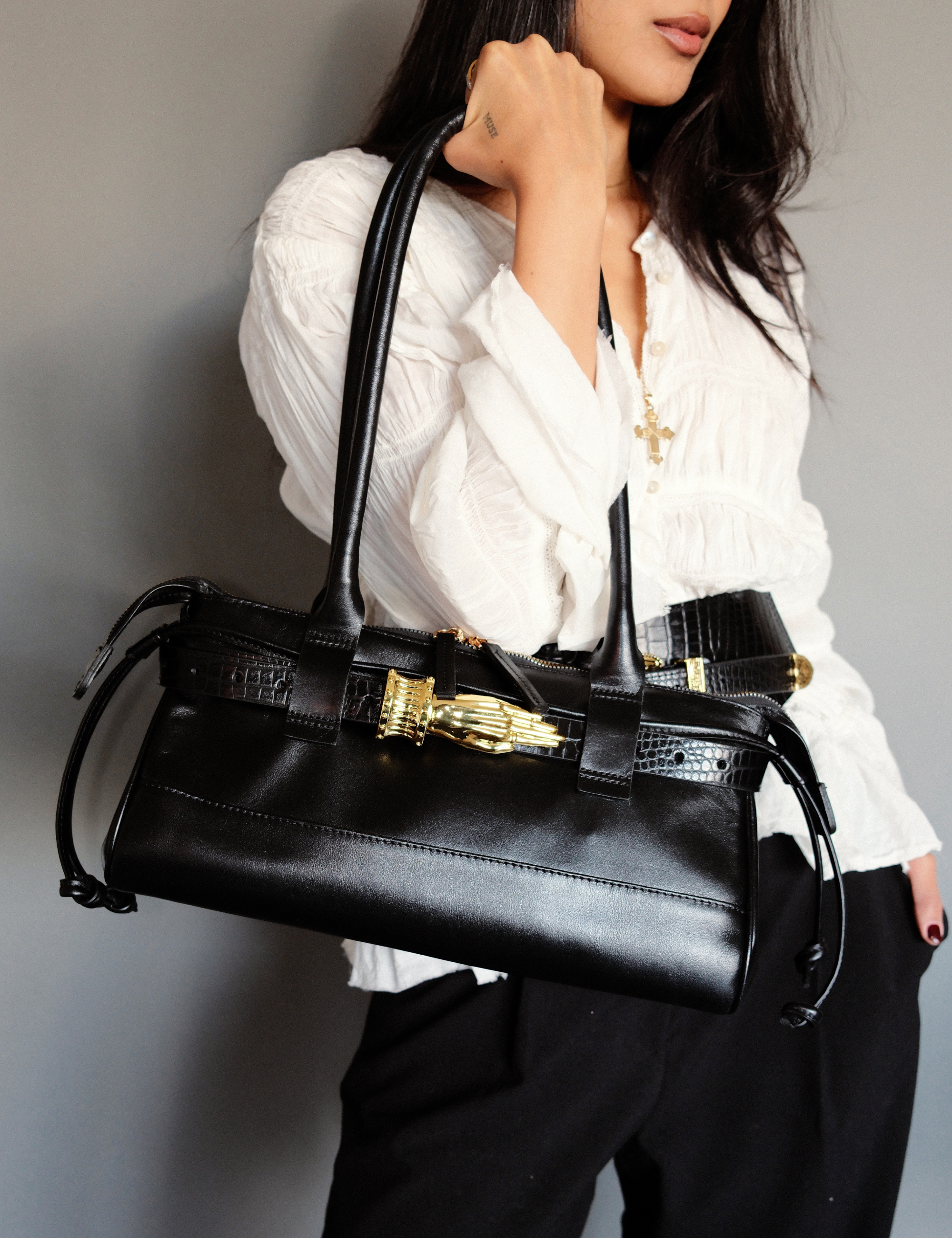 The East West Gilded Lure Bag Black Smooth