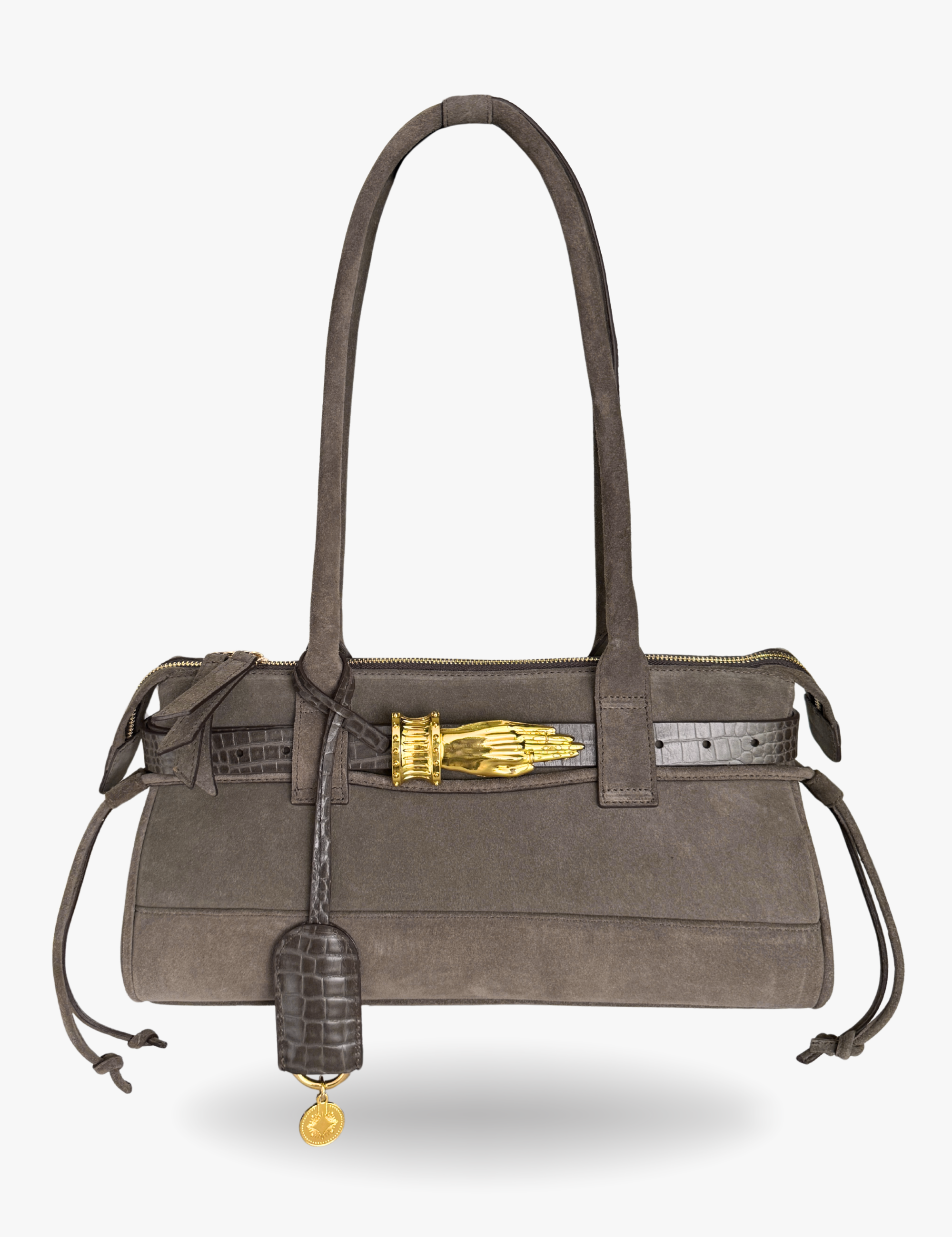 The East West Bag Gilded Lure Taupé Suede