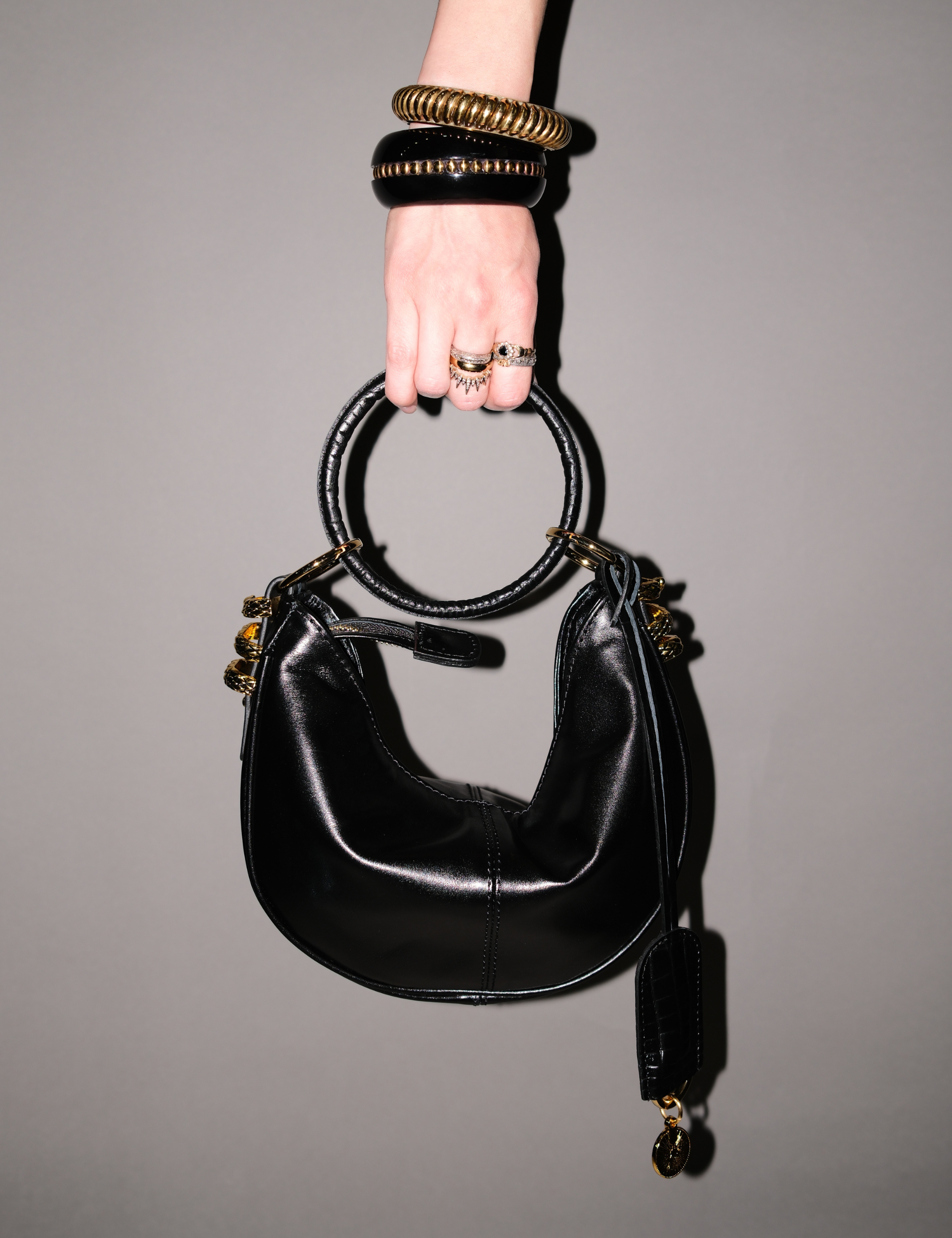 The Mini Hobo Oracle hiss Ivy Bag Black Lizard