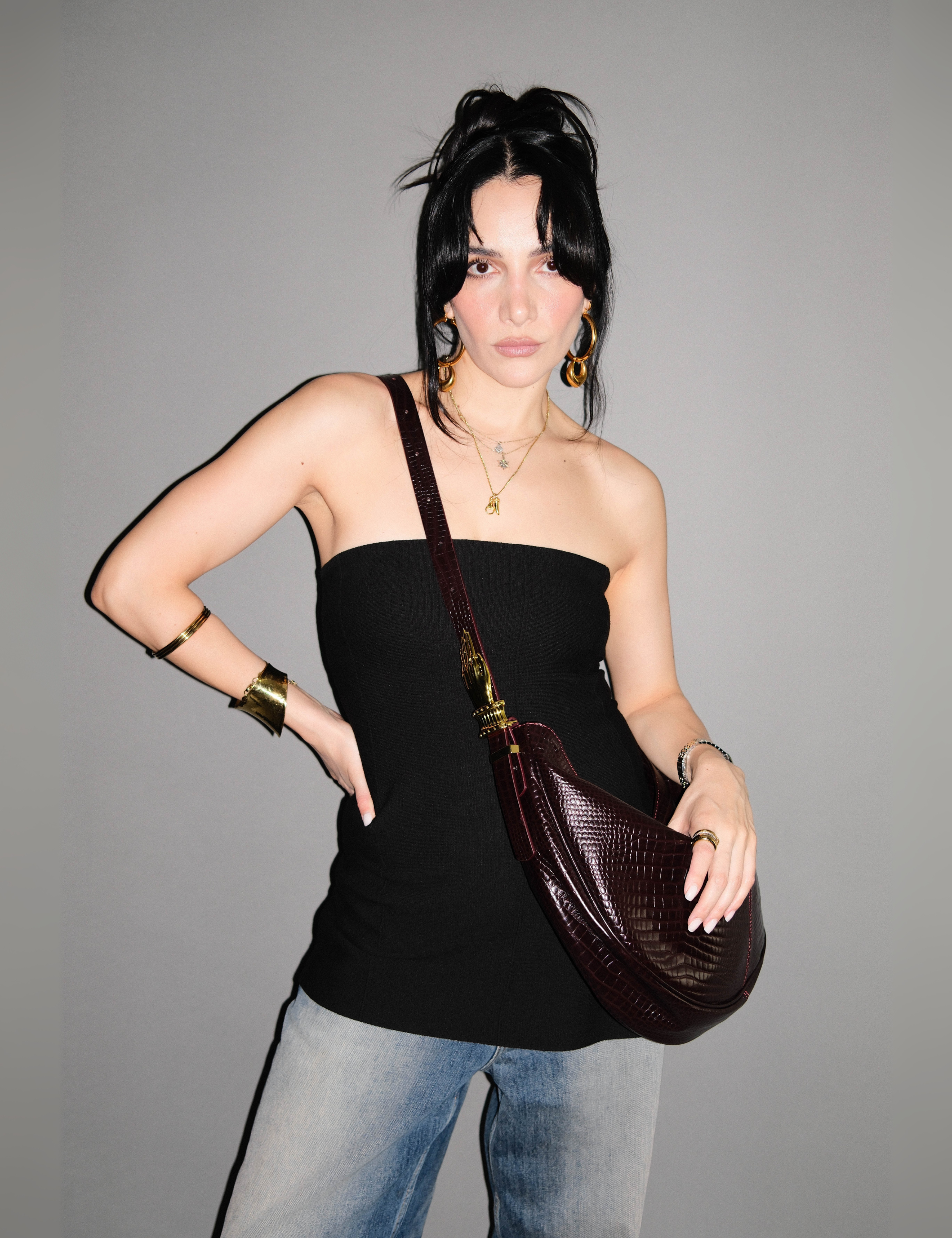 The Maxi Hobo Gilded Lure Bag Black Cherry