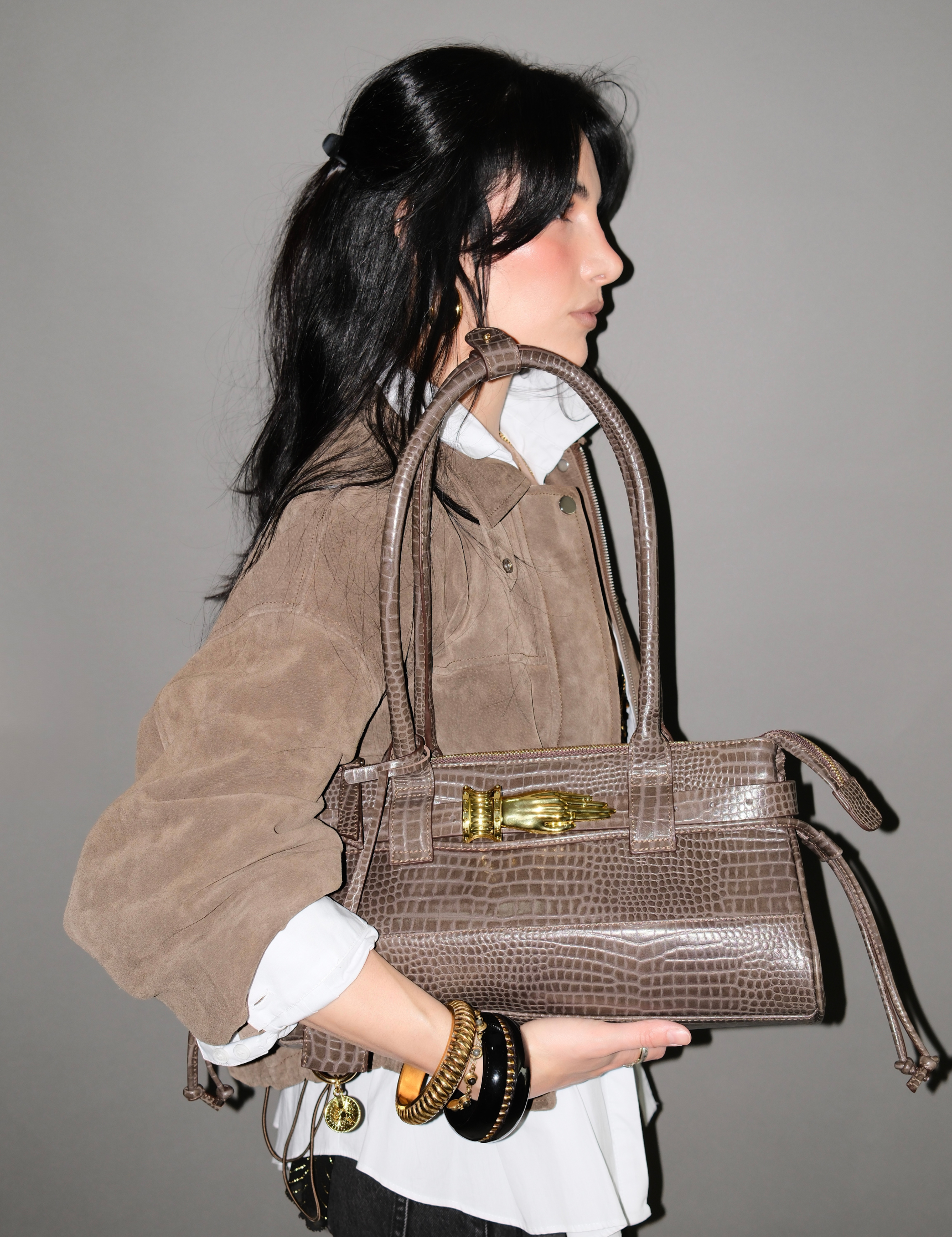 The East West Bag Gilded Lure Taupé Lizard