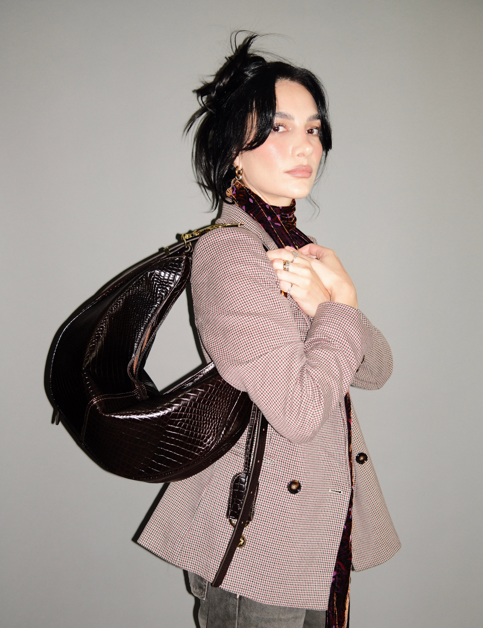The Maxi Hobo Gilded Lure Bag Ebony Lizard