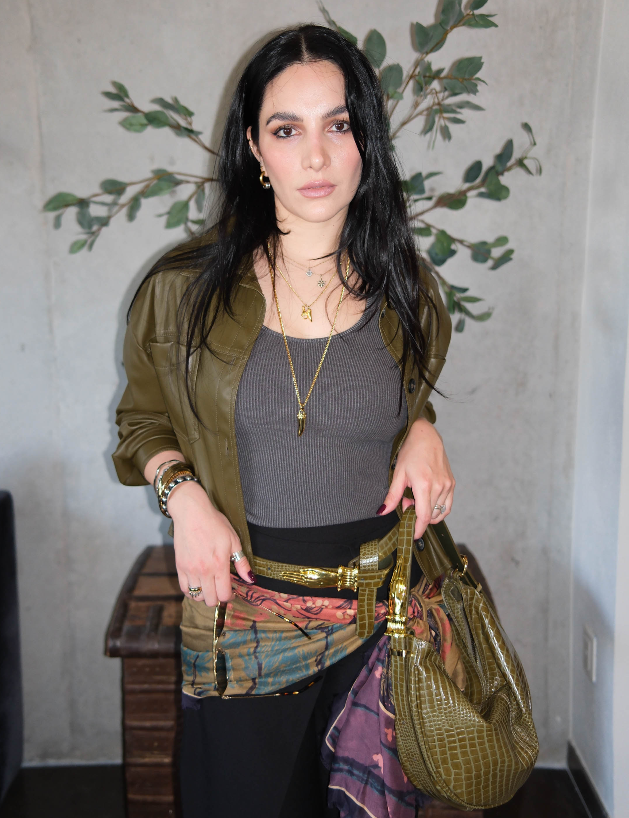 The Midi Hobo Gilded Lure Bag Dark Moss