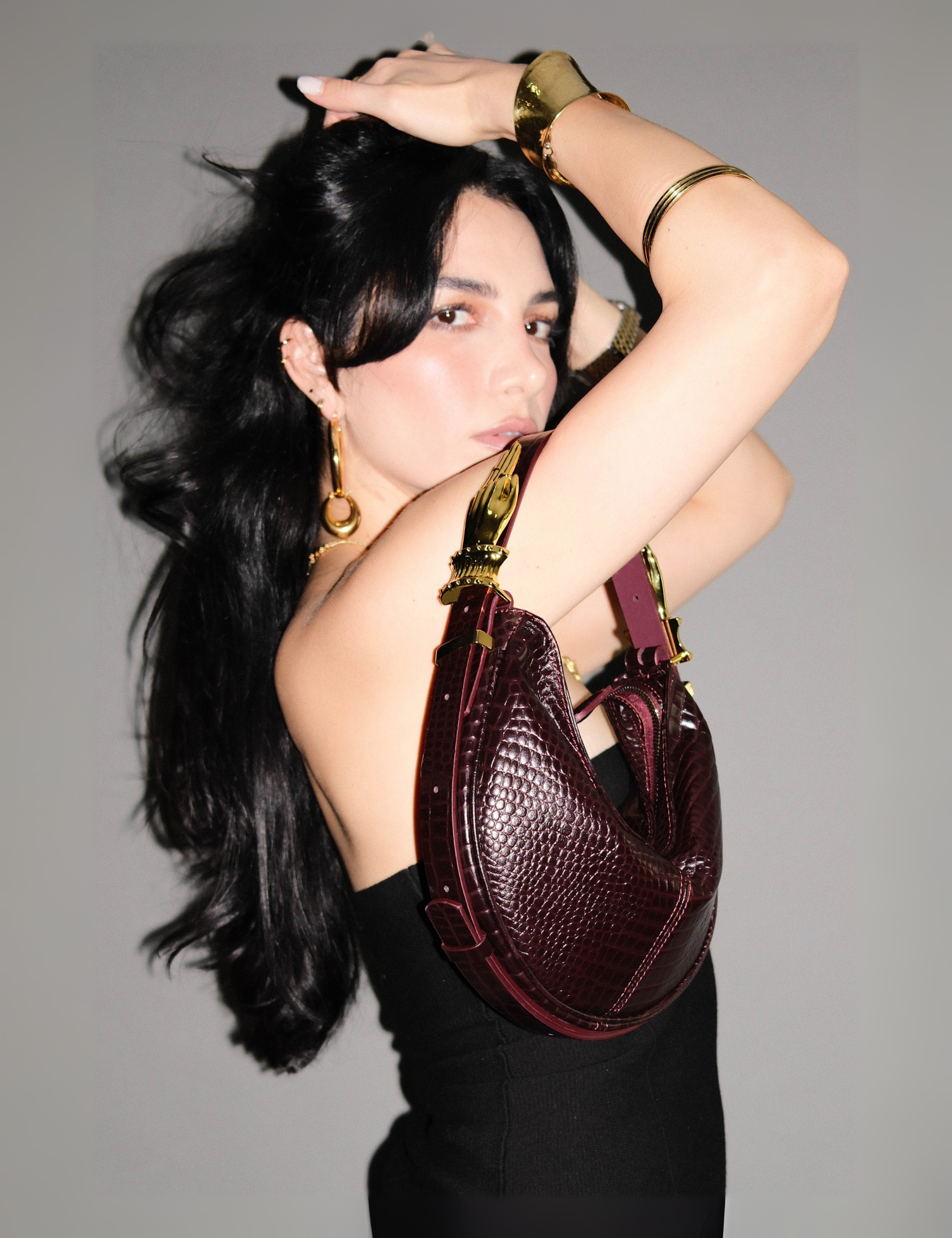 The Mini Hobo Gilded Lure Bag Black Cherry