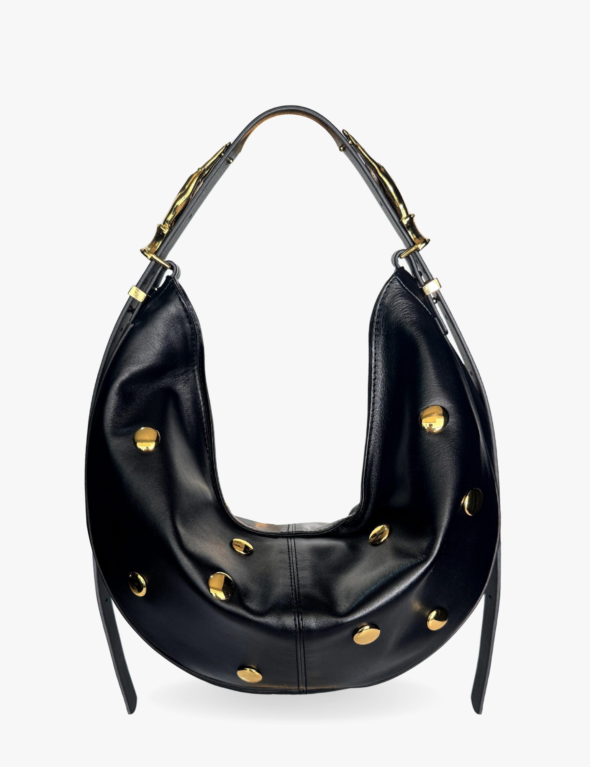 The Maxi Hobo Studded Gilded Lure Bag Black